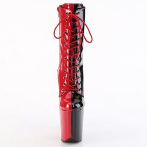 Platform High Heel Two Tone Lace Up Ankle Boots